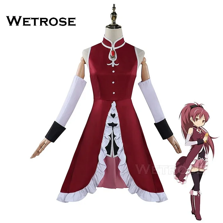 【Wetrose】 Kyoko Sakura Cosplay Costume Puella Magi Magic Magical Girl Magica Madoka Magic Full Set Wig Halloween Cos