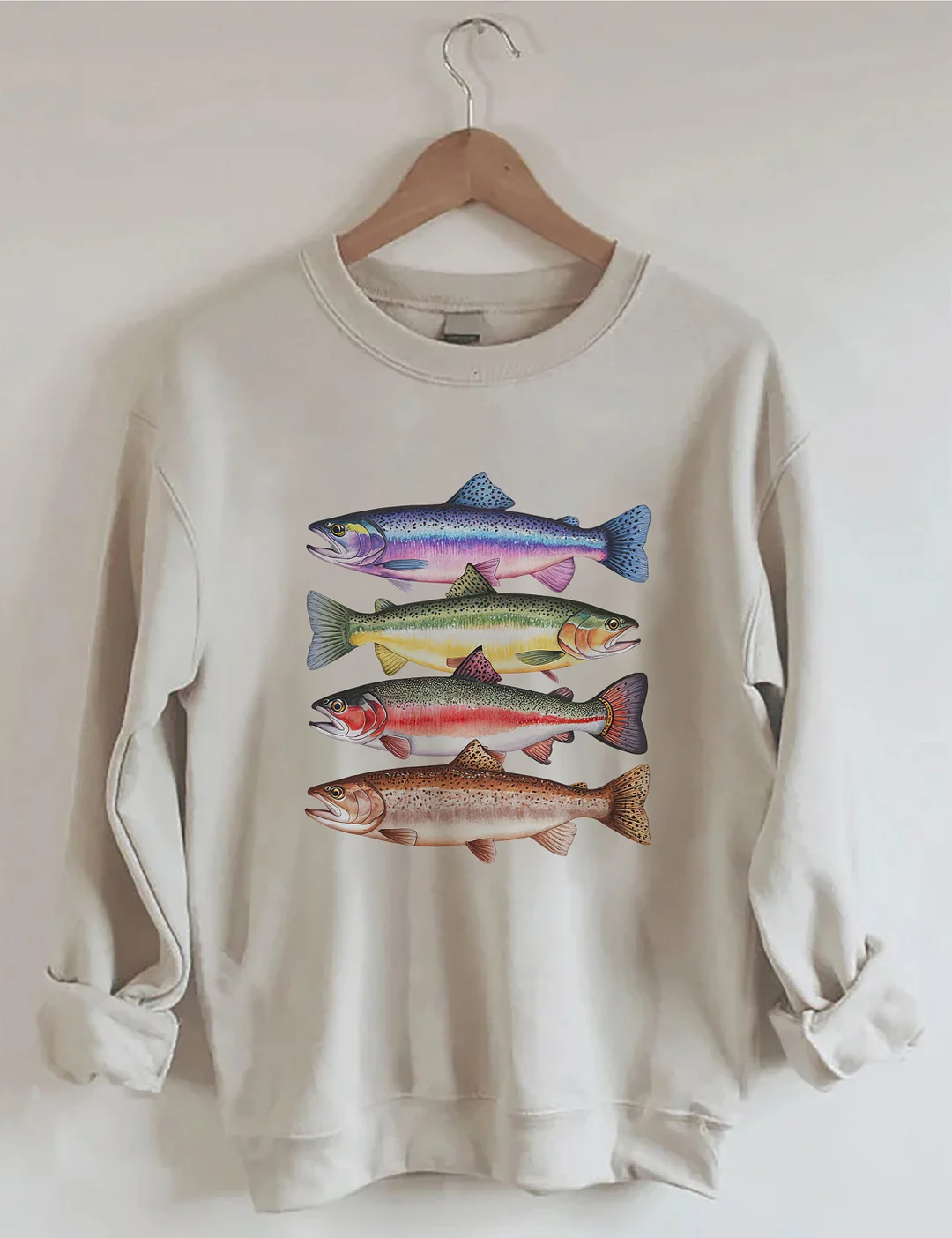 Abstract Colorful Trout In A Row Sweatshirt