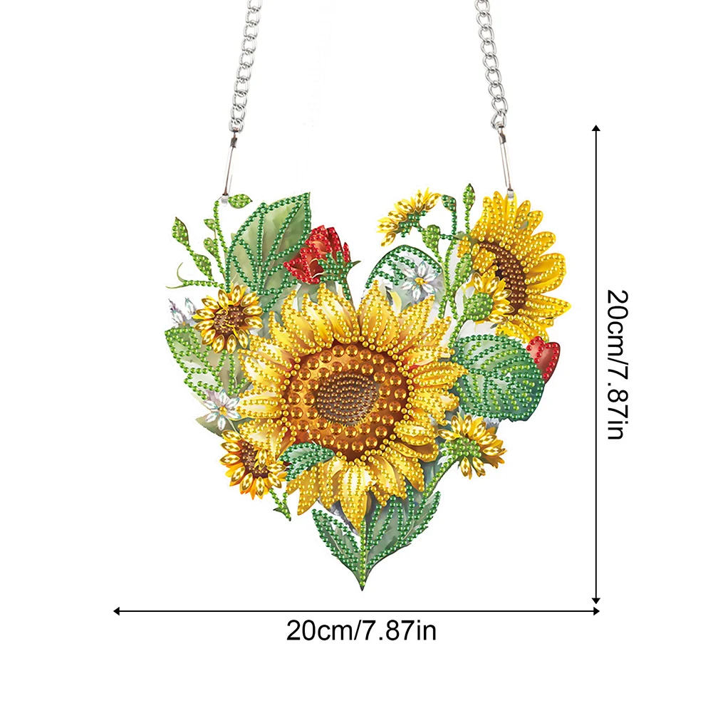 DIY Love Sunflower Acrylic Single-Sided Special Shaped Diamond Painting Wall Decor Wreath for Home Window Decor