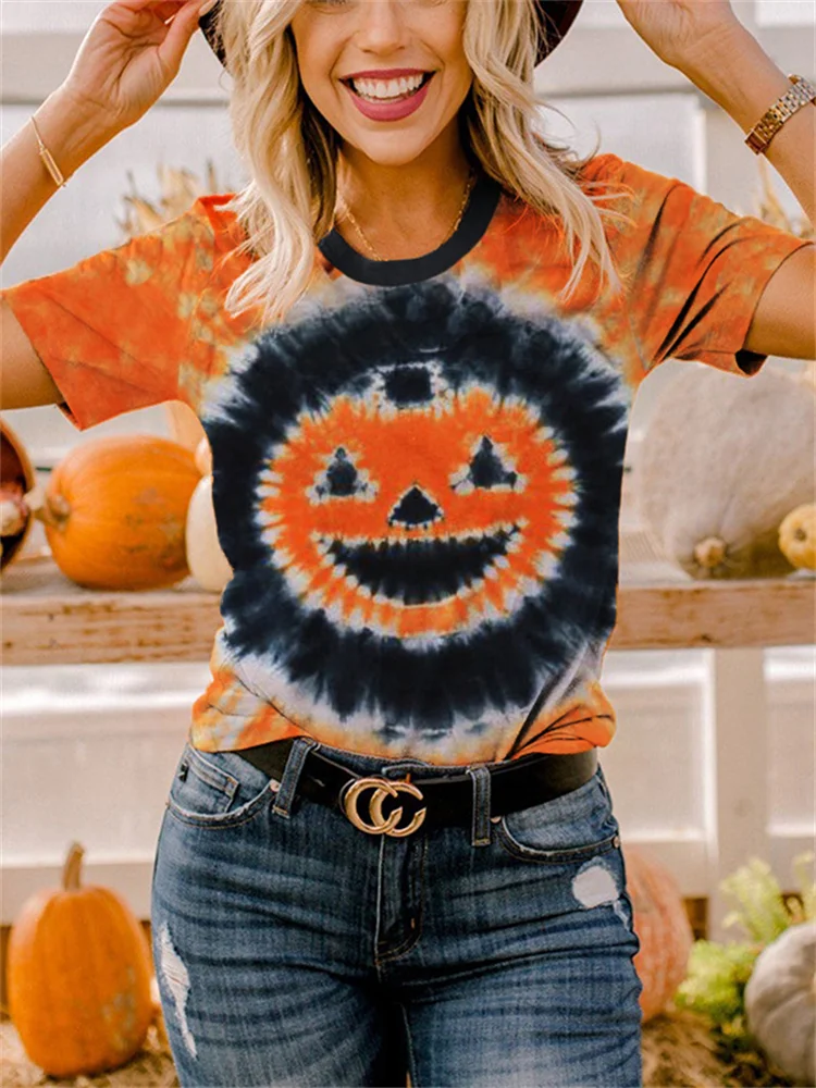 Halloween Jack O Lantern Inspired Tie Dye T Shirt