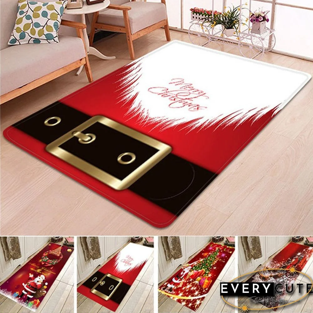 New Non-Slip Bedroom Rug Doormat Kitchen Bathroom Carpet Home Living Room Christmas Carpet Christmas Santa Claus Mat Decoration