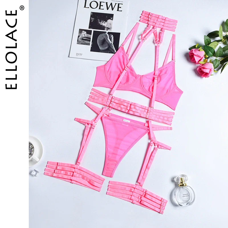 Billionm Ellolace Sexy Pink Lingerie Transparent Sexy Female Underwear Bra Garters Erotic Cheap Wholesale Luxury Intimate Set For Couple