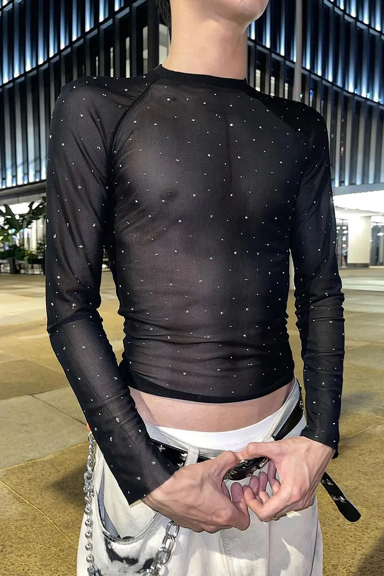 sparkling mesh top