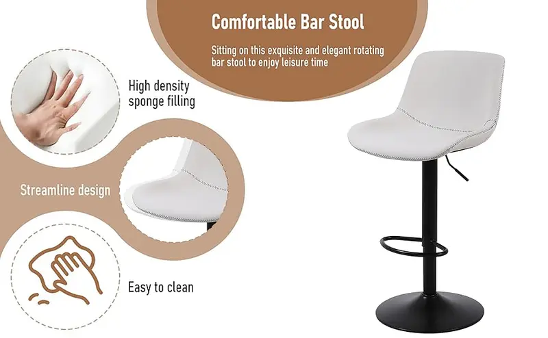 Product Introduction of Flysky Counter Height Swivel Barstools Dining Chairs Adjustable Modern Bar Chairs. Tall Armless PU Leather Kitchen Island Stool 1