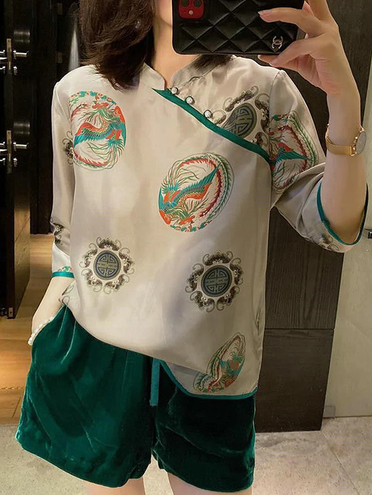 Vintage Chinese Style Print Top