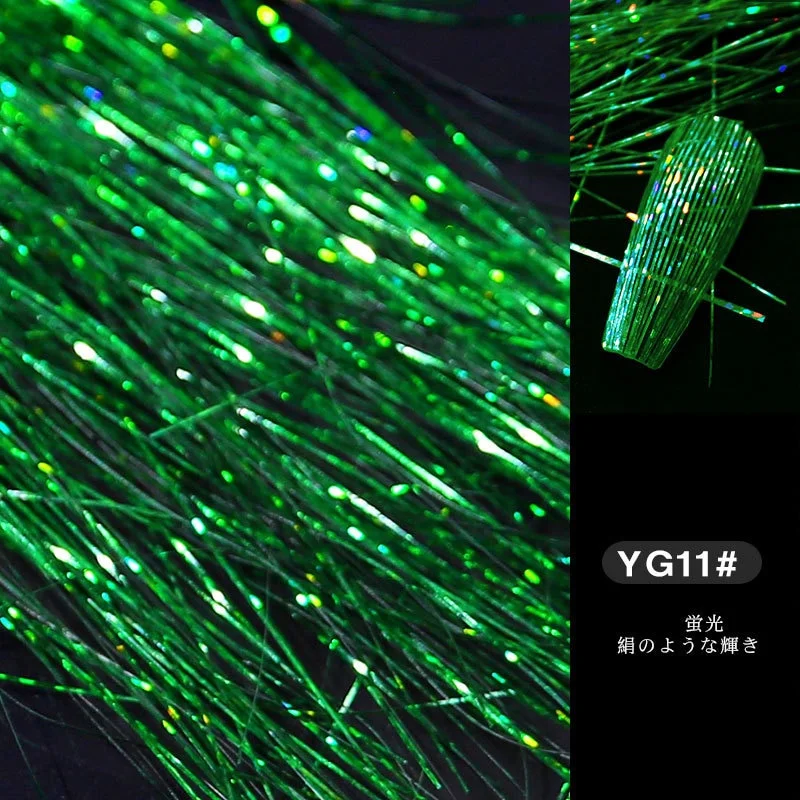 Fashion Fluorescent Nail Sticker Thread Laser Glitter Mesh Net Line Tape Holographic Manicure 3D Silk Foils Nail Art Decorations-Nail Inspo