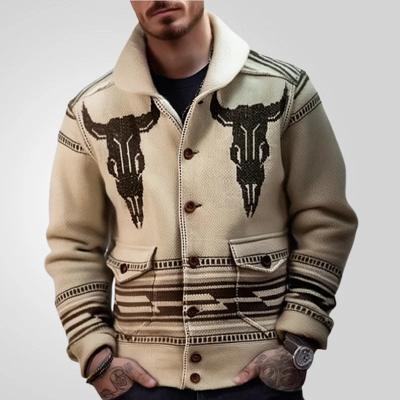 Sukestyle Knitted Long-sleeved Lapel Cardigan Sweater
