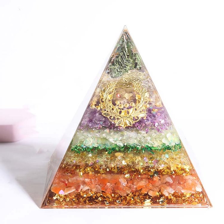 Natural Golden Rutilated Relaxation Orgone Pyramid