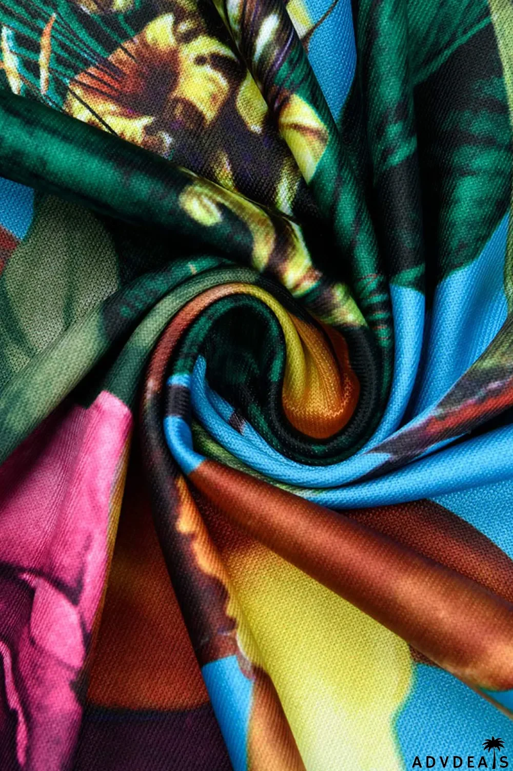 Multi-color Fashion Casual Print Bandage V Neck Long Sleeve Dresses