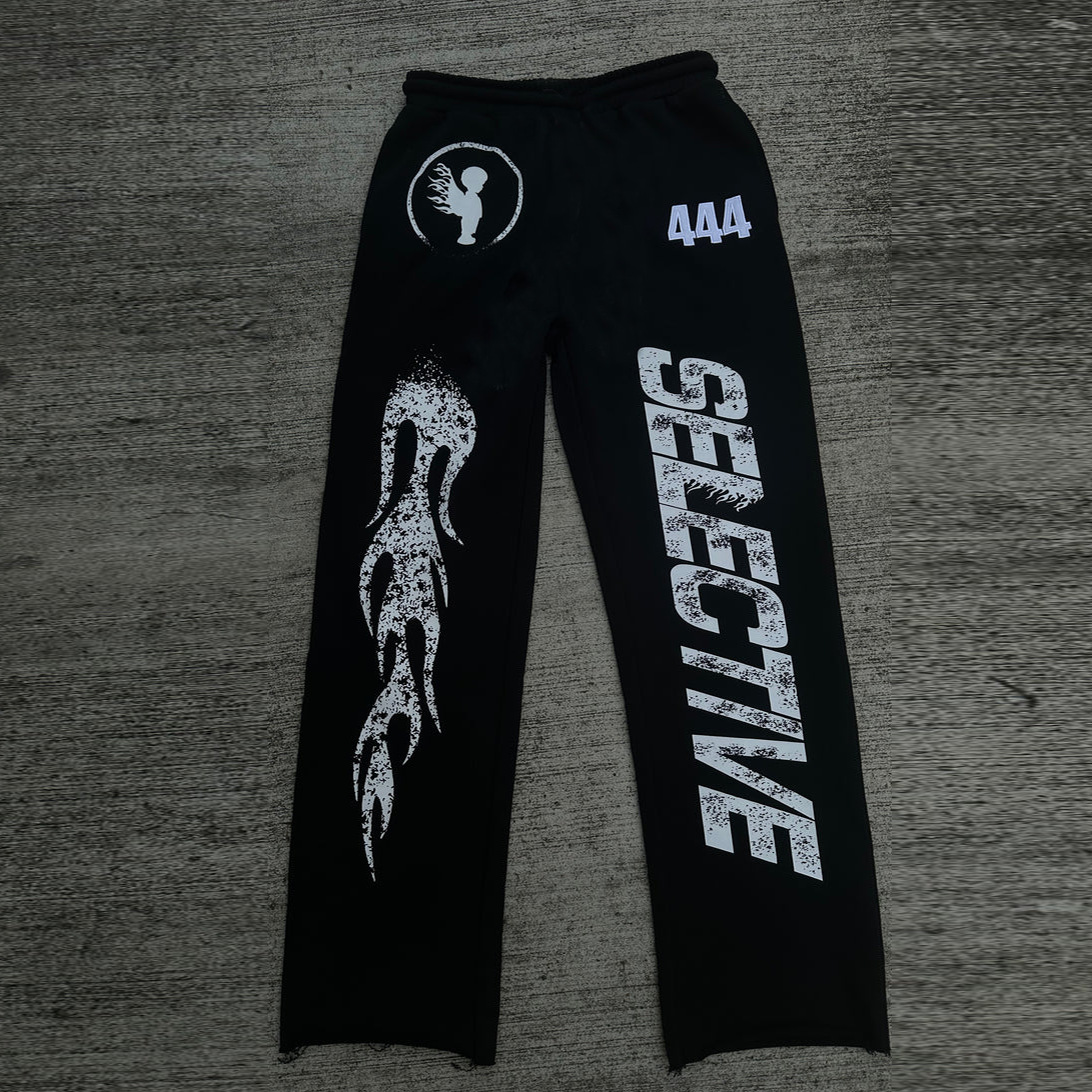 Vintage Angel Flame Print Casual Flared Sweatpants - SOPULA