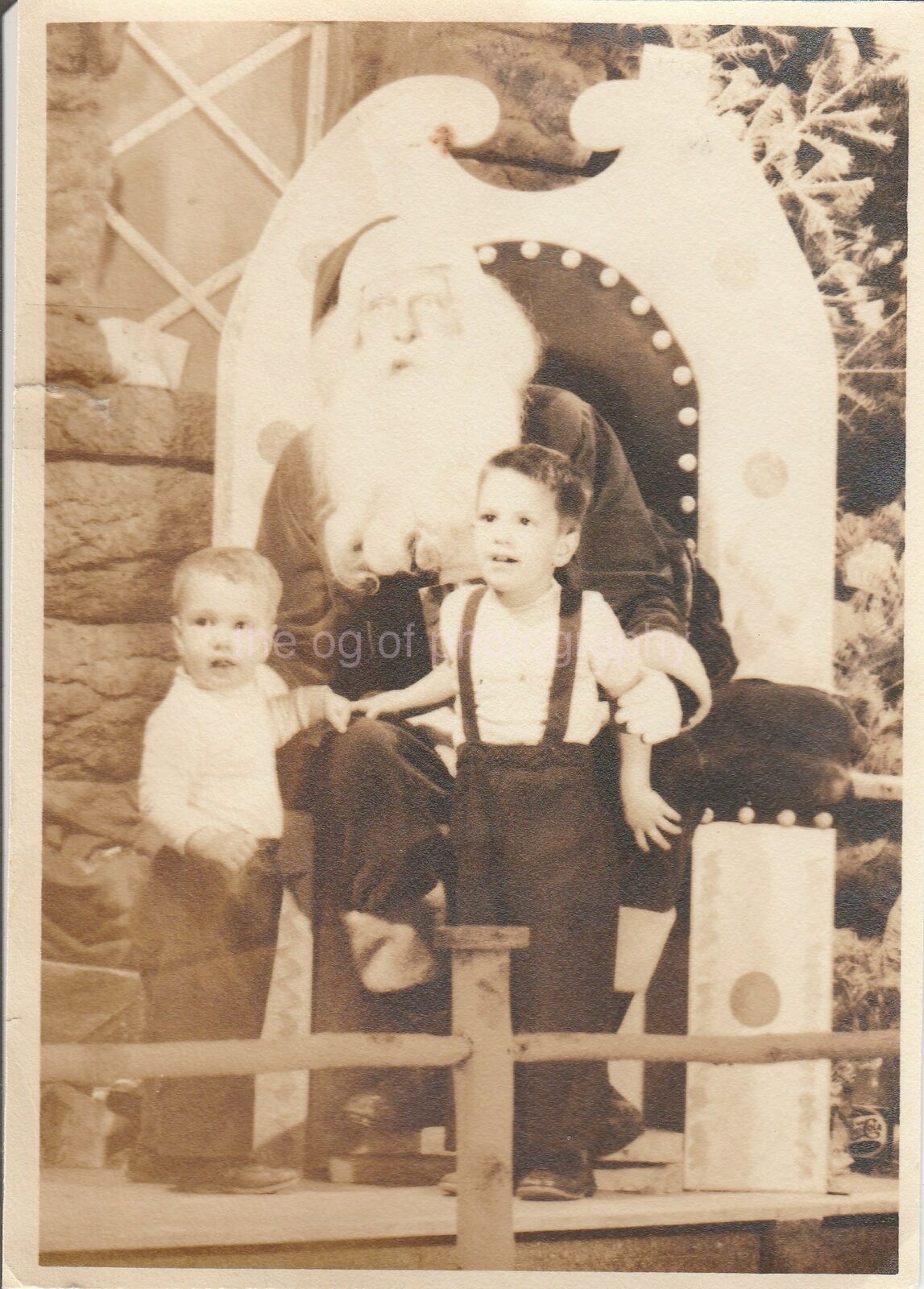 SANTA CLAUS And Friends 5 x 7 FOUND Photo Poster painting Vintage B + W Original Portrait 98 9 F