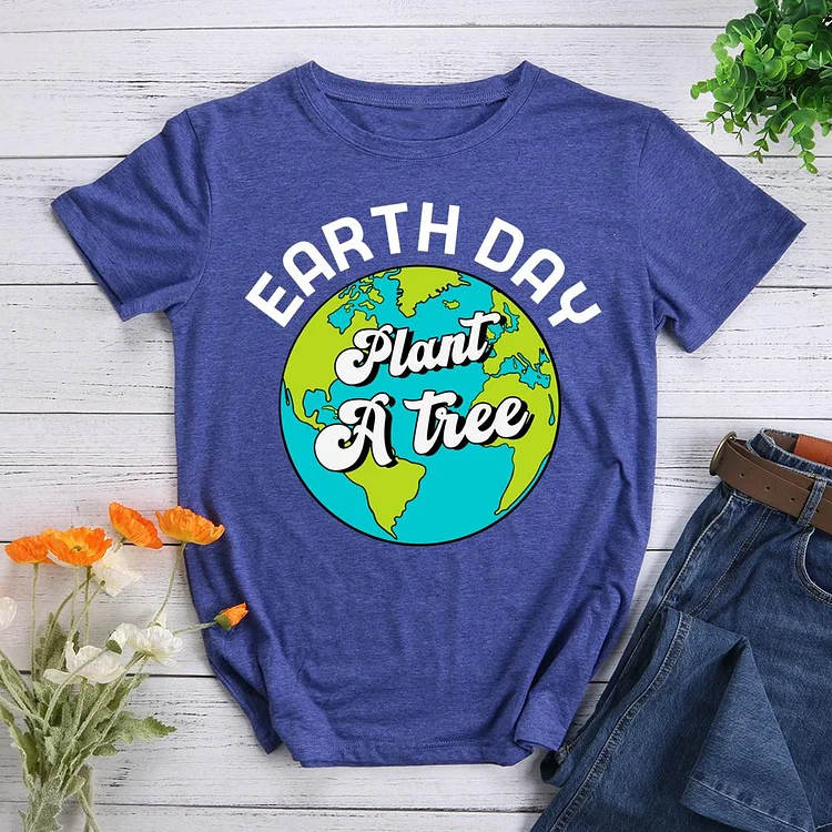 Earth day plant a tree Round Neck T-shirt-0026106