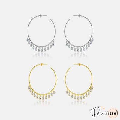 Inlaid Zircon 925 Sterling Silver Earrings