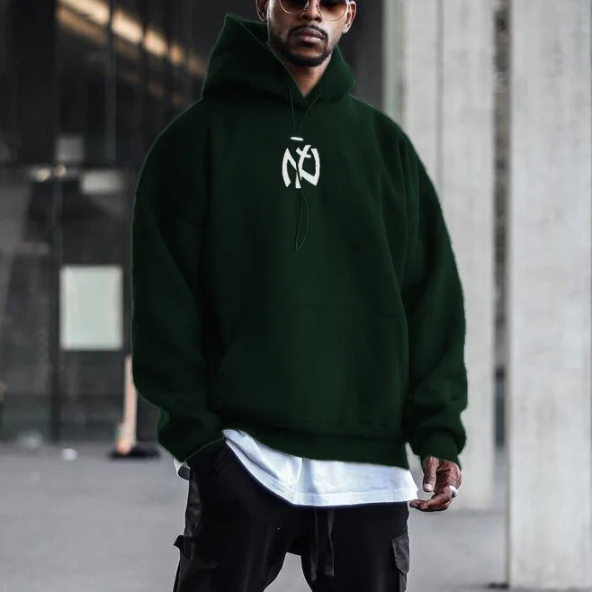 Men's Modern Casual Printed Color Long Sleeve Hoodie