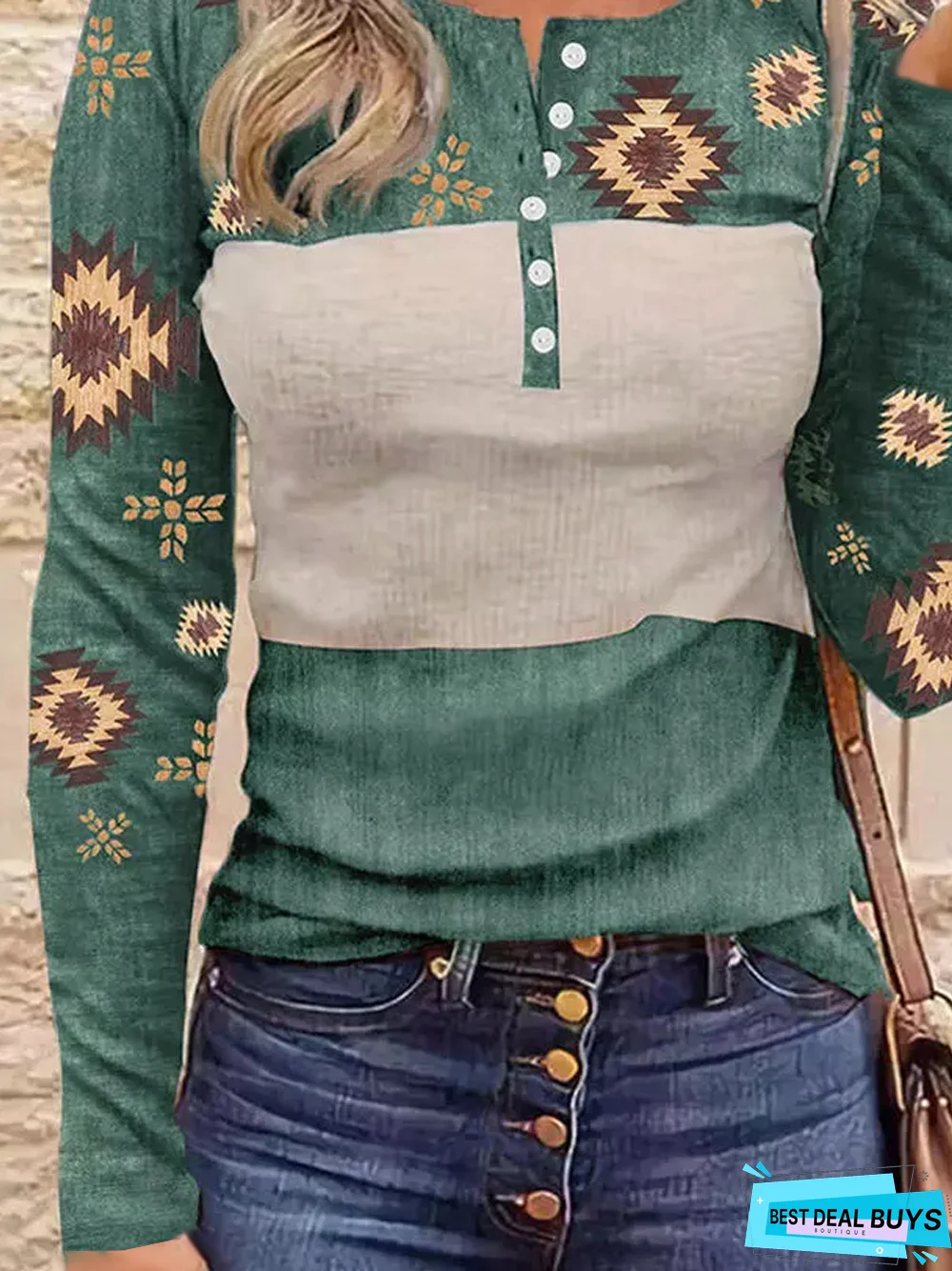 Casual Crew Neck Buckle Jersey T-Shirt