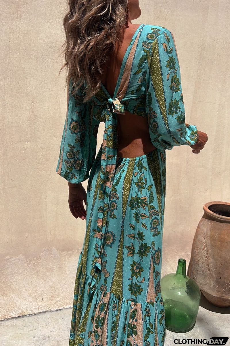 Sexy College Floral Asymmetrical V Neck Irregular Dress Dresses