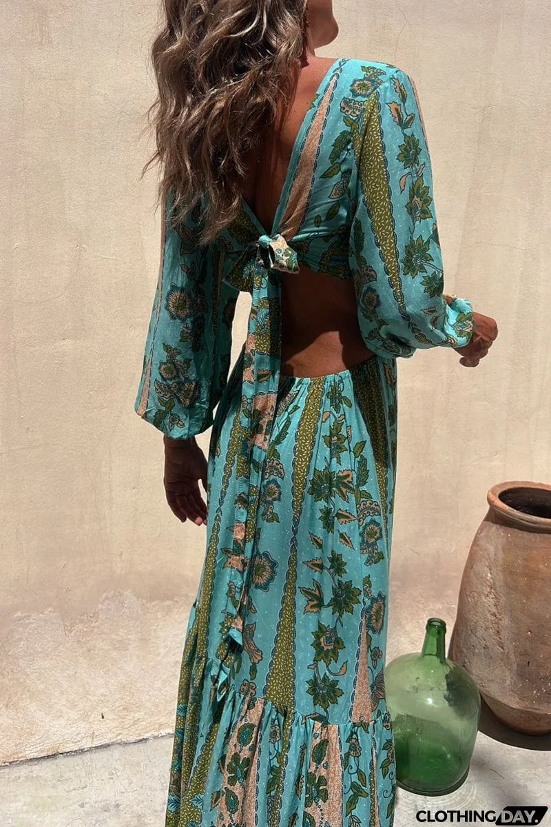 Sexy College Floral Asymmetrical V Neck Irregular Dress Dresses