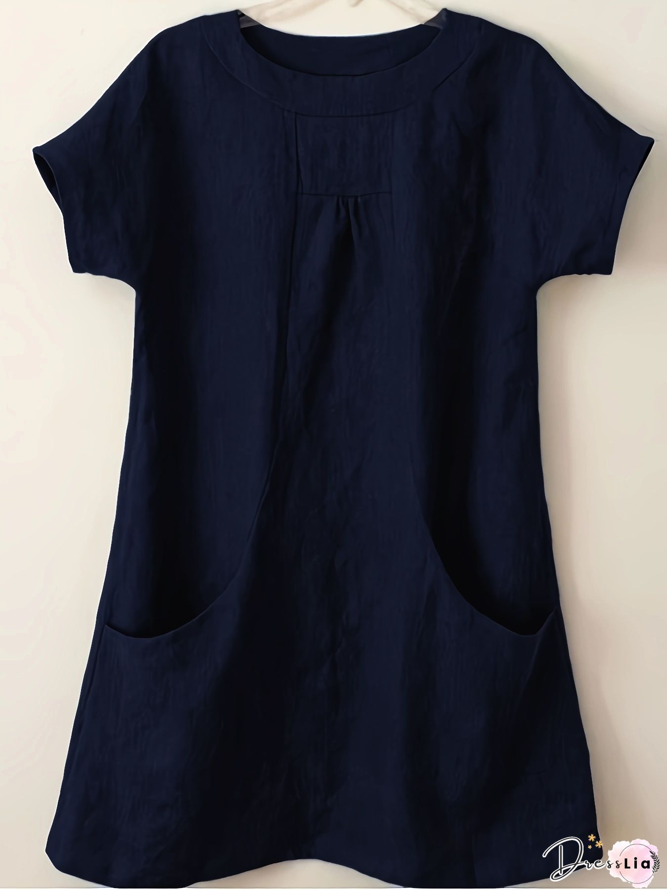 Short Sleeve Pockets Cotton-Blend Shirts & Tops Linen