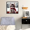 Cat Drinking Coffee-Full Round Diamond Painting 30*30CM