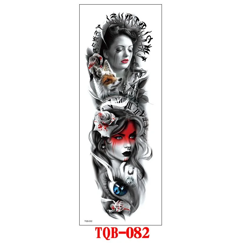 FULL SLEEVE ARM TEMPORARY TATTOO, ORIENTAL DRAGON, LOTUS FLOWERS, MENS, WOMENS