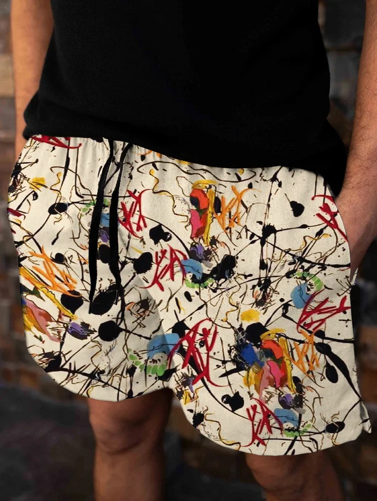 Men's Abstract Graffiti Art Print Vacation Shorts