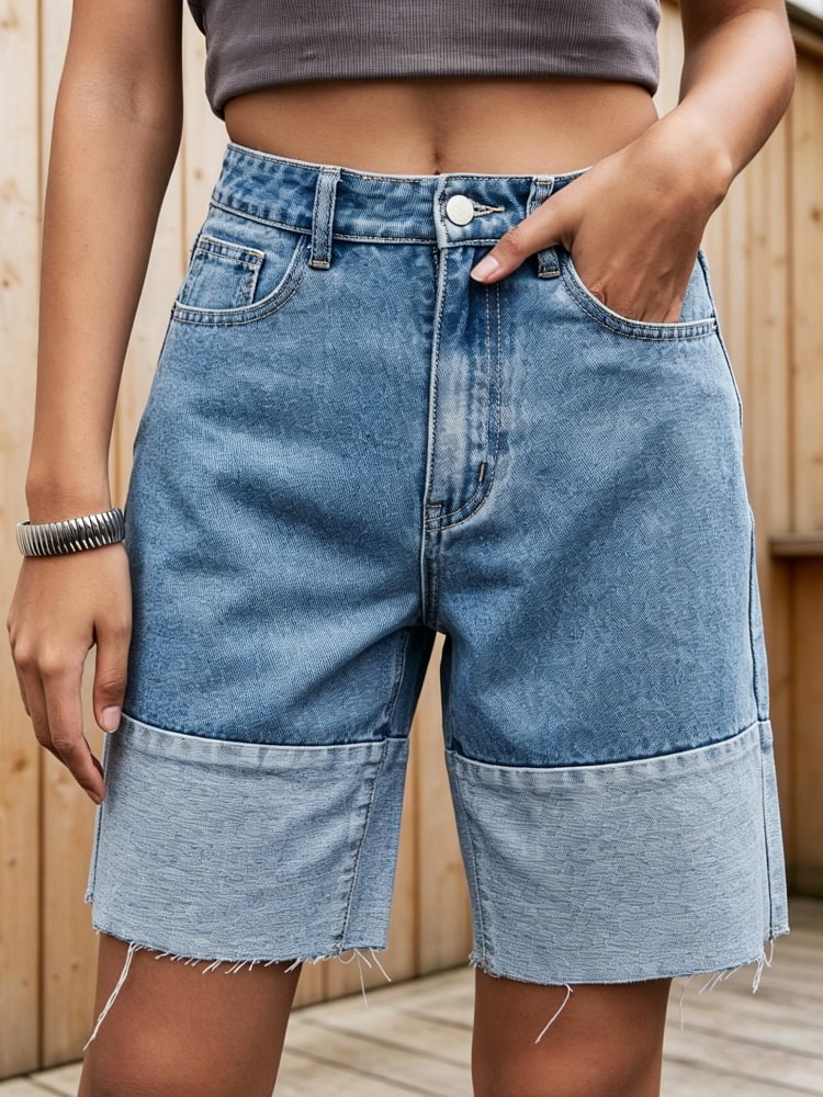Women's Casual Washed Cotton Denim Shorts