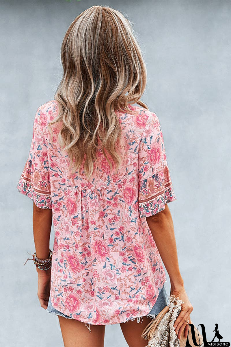 MidiSono - Floral Bliss Short Sleeve Top