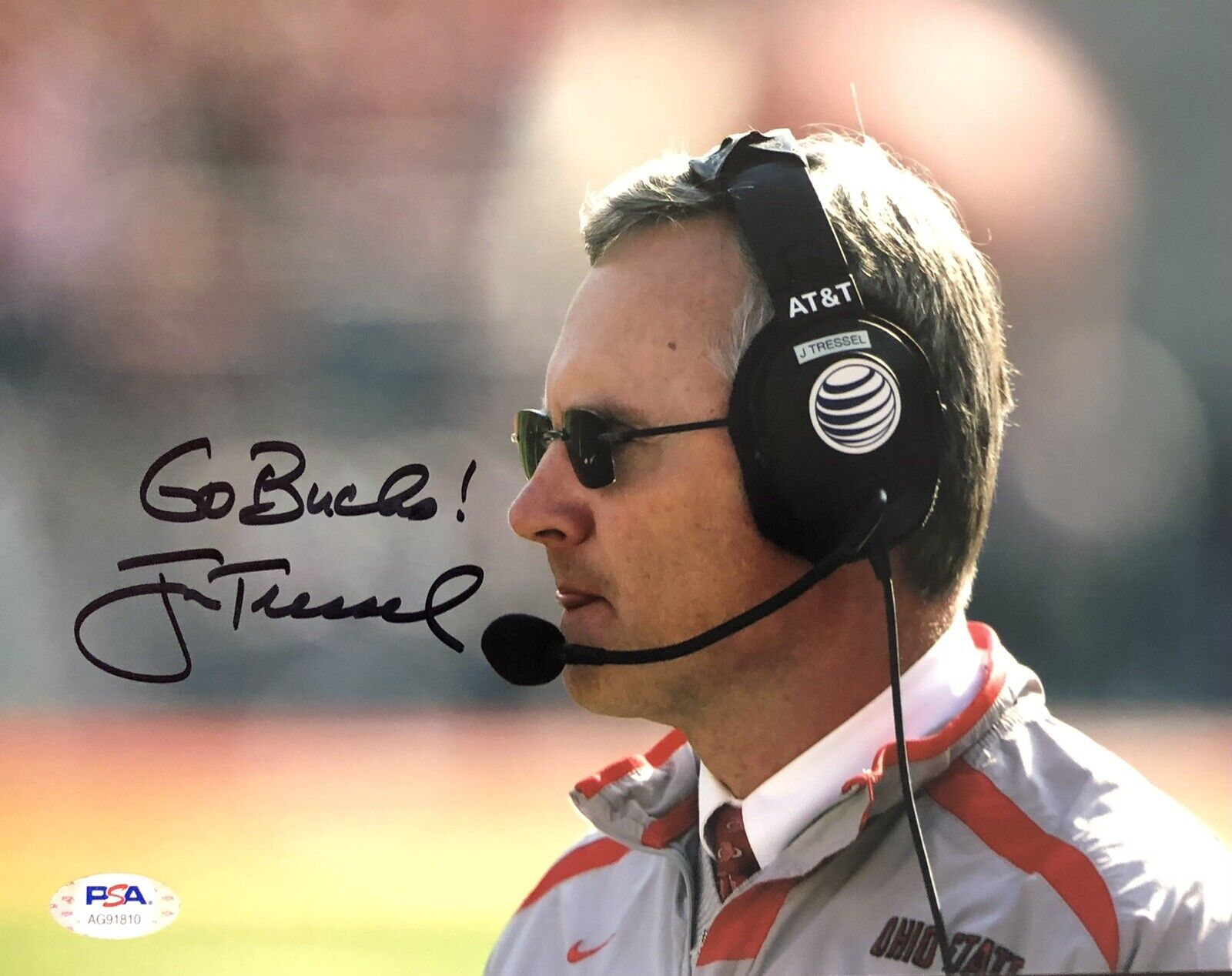 Jim Tressel Signed Autographed Ohio State Buckeyes 8x10 Photo Poster painting Psa/Dna