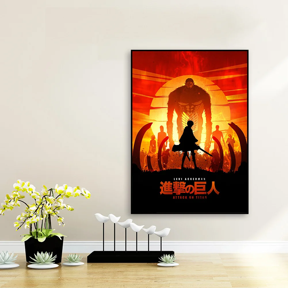 Full Round Diamond Painting 35*50cm - Attack On Titan - Silhouette