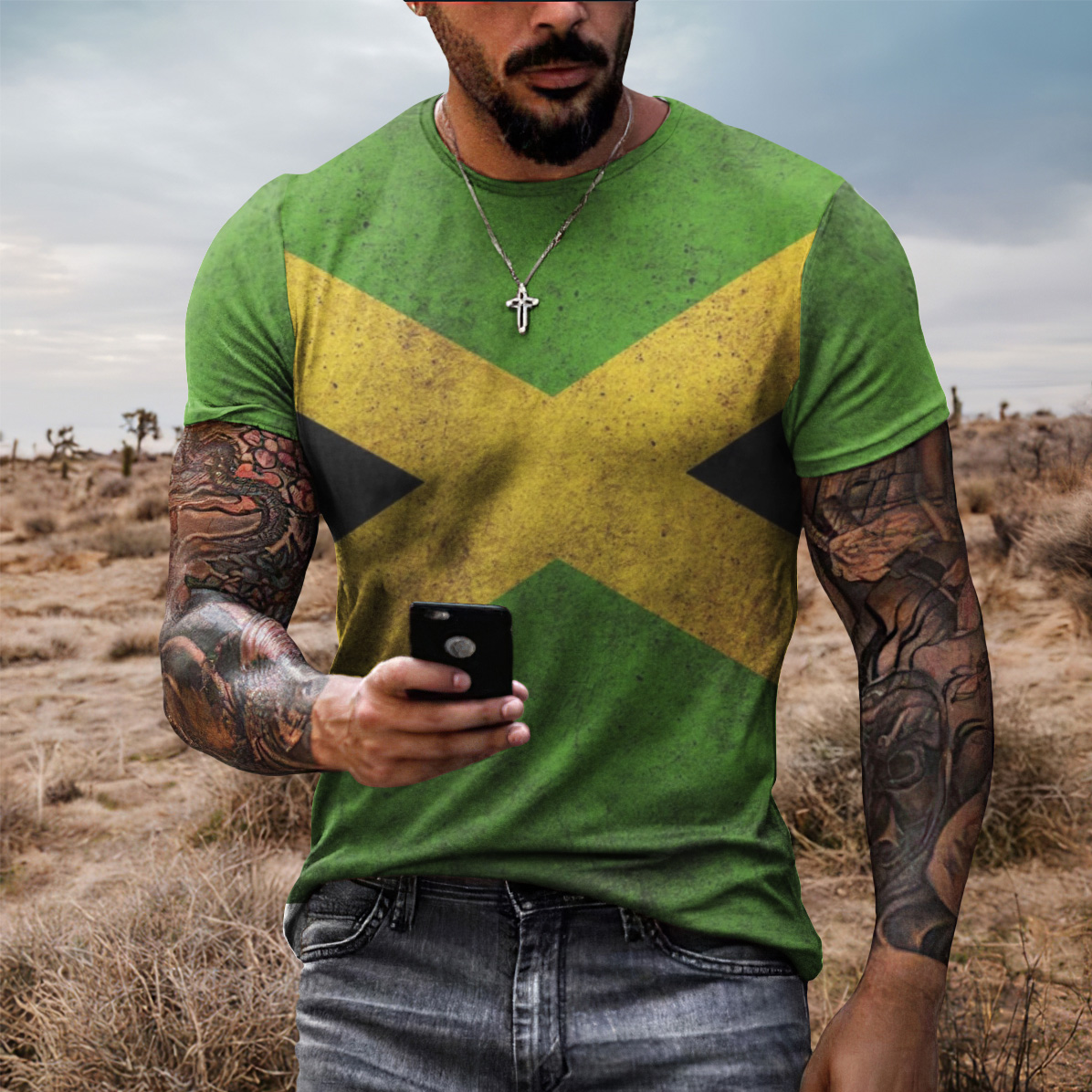 Jamaican Pattern Casual Short Sleeved T-Shirt wearshes