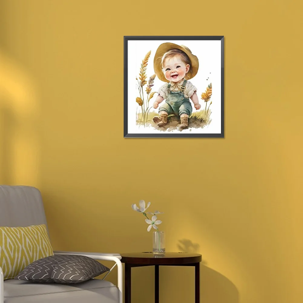 Diamond Painting - Full Round Drill - Farm Cowboy Kids(Canvas|30*30cm)