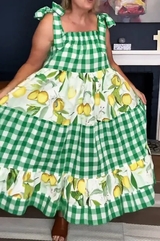 Plaid Lemon Print Dress