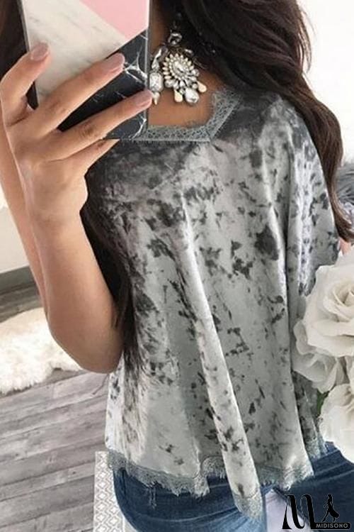 MidiSono - Velvet Lace Sleeveless Tank Top