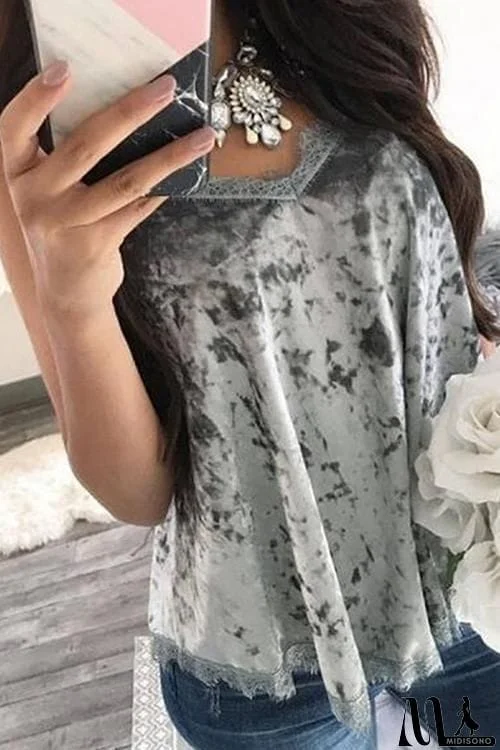 MidiSono - Velvet Lace Sleeveless Tank Top