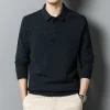 Pure wool sweater Men's casual lapel sweater