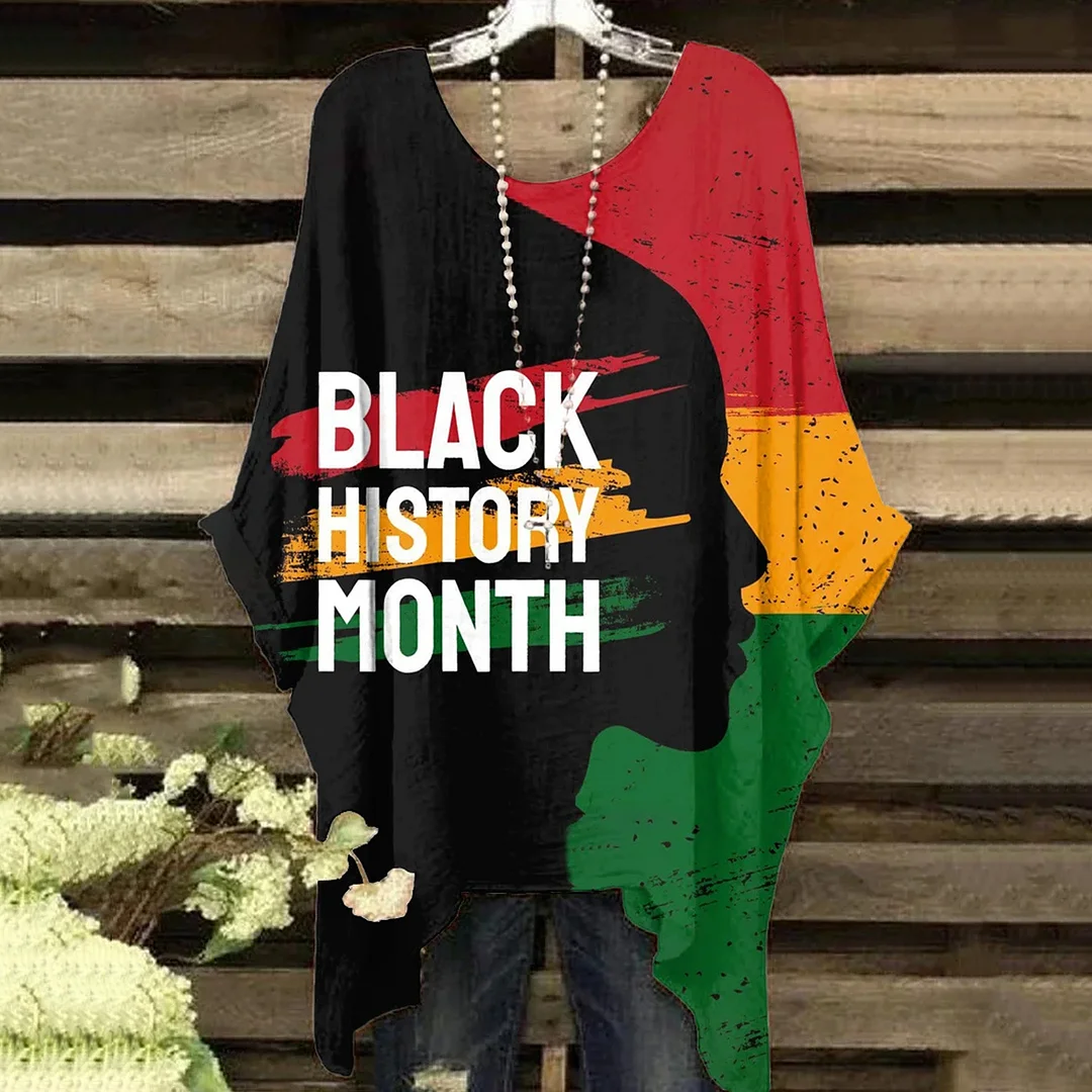 Vintage Black History Mouth Reggae Color Irregular Shirt