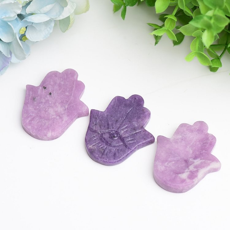 2.2" Purple Mica Hand with Evil's Eye Crystal Carving Model Bulk Crystal Wholesale Suppliers