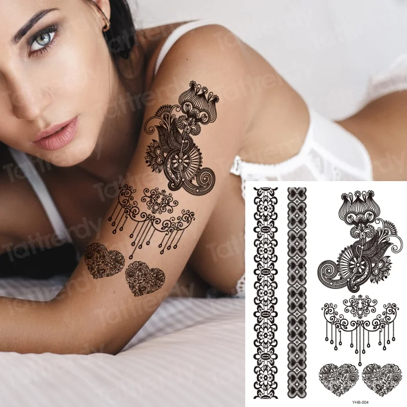 Sdrawing tattoo black henna lace paste sexy legging tatoo legs thigh big size tattoo for women girls wedding body decal water