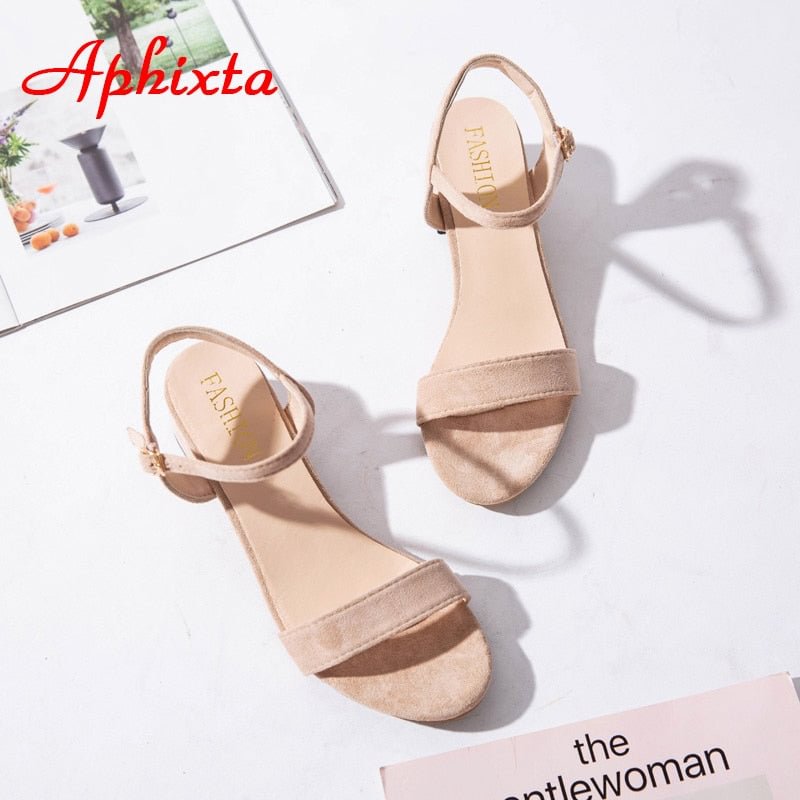 Aphixta 5cm Sauare Heels Women Sandals 2020 Summer Slides Summer Open Toe Flip Flops Buckle Sandalias Mujer Big Size 42 43