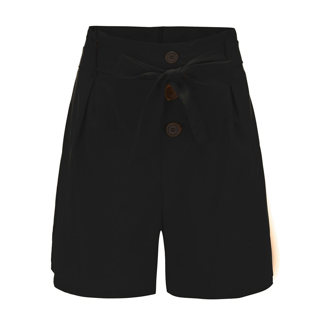 ONCE Women Shorts High Waist Buttons Sashes Elegant  Summer Zip-Up Skinny Shorts Solid Plus Size Pockets Summer Casual Shorts