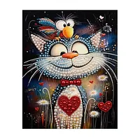 Cartoon Cat Heart - Pearls Painting