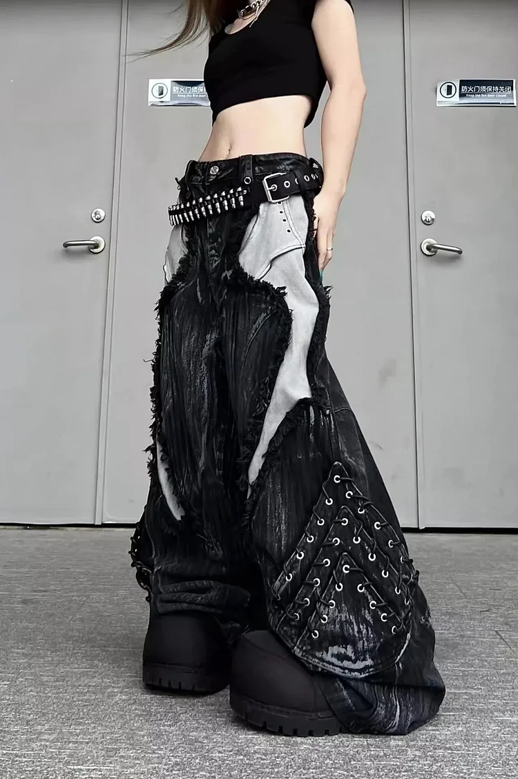 Vintage Patchwork Distressed Pants