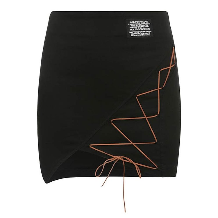 High Waist Lace Up A-line Skirt - Modakawa modakawa