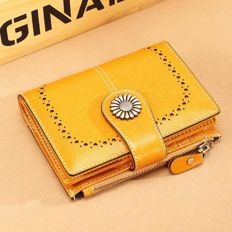 Women Wallet Genuine Leather Bifold Purse