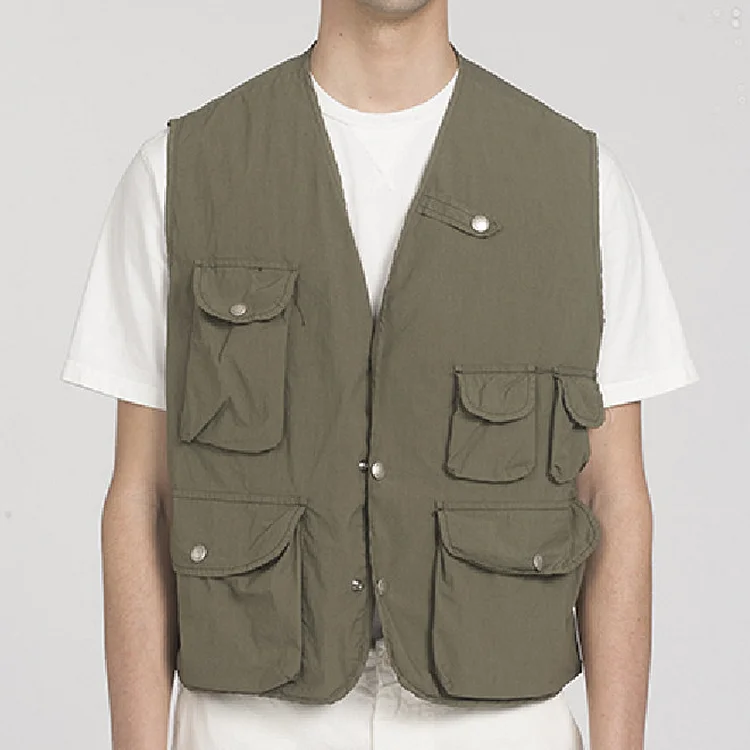 Vintage Lightweight Nylon Cotton Single-Breasted Vest