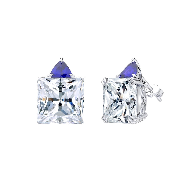 White Gold Plated Silver Plated 925 Sterling Silver Zircon 925 Sterling Silver Earrings Round Heart Shape Rhombus Earrings