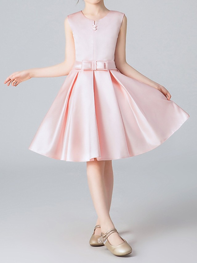Bellasprom Sleeveless Jewel Neck A-Line Knee Length Flower Girl Dresses With Pleats Bellasprom