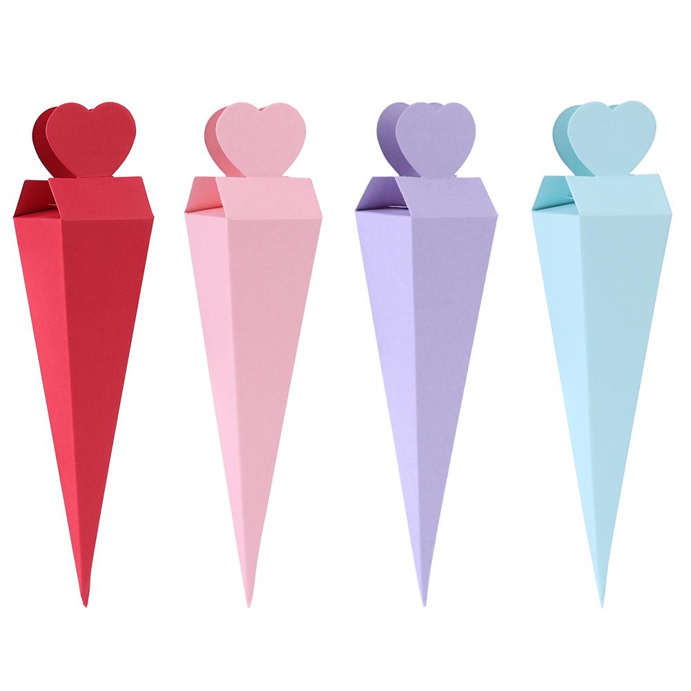 

10pcs Ice-cream Cone Triangle Shape Wedding Candy Box Gift Snack Holder, Pink, 501 Original