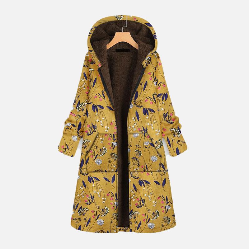  thdmladies Women's Winter Printing Plus Velvet Cotton Jacket thedmladies