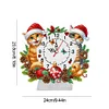 Diamond Painting Acrylic Christmas Cat Clock for Home Office